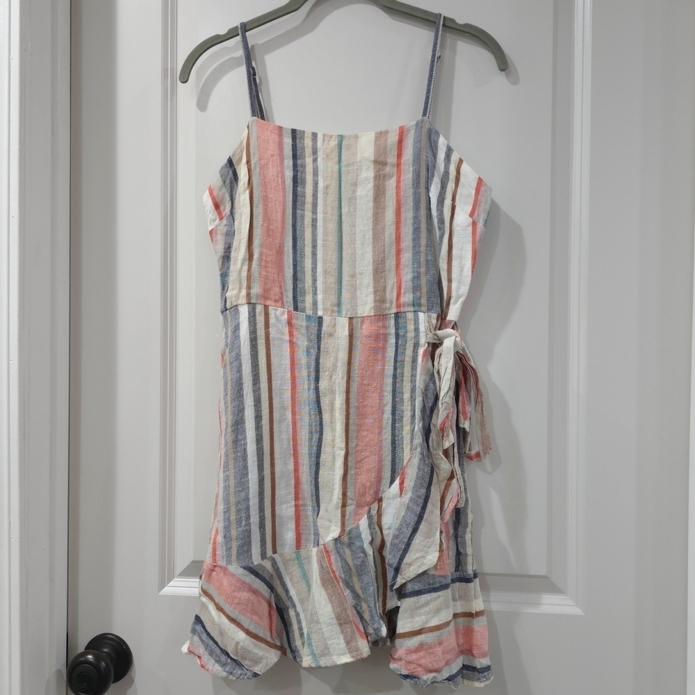 Express Mini Strappy Dress, Faux Wrap Style With Flutter Hem - Picture 2 of 15